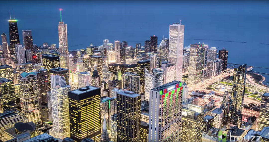 Chicago skyline by night