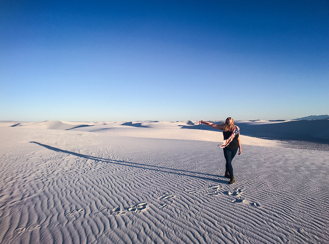 White Sands national monument New Mexico USA Road trip Sunset